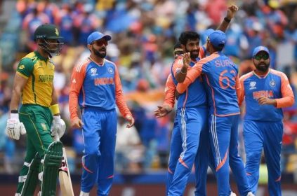 Indian cricket players celebrating a wicket against South Africa during a a cricket match between india vs south africa